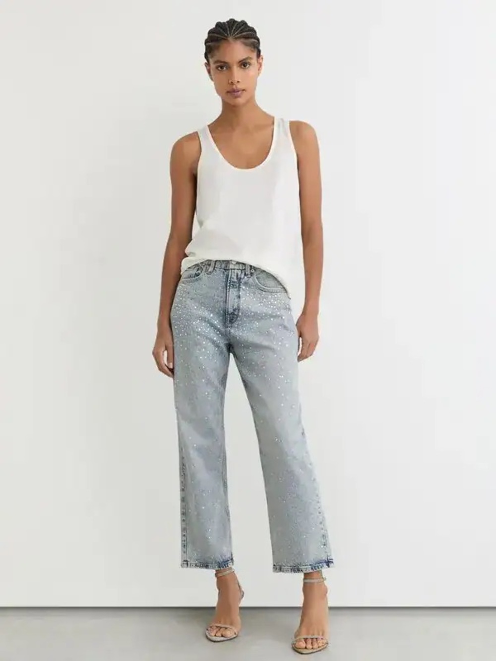 GOOD AMERICAN Crystal Cropped Jeans